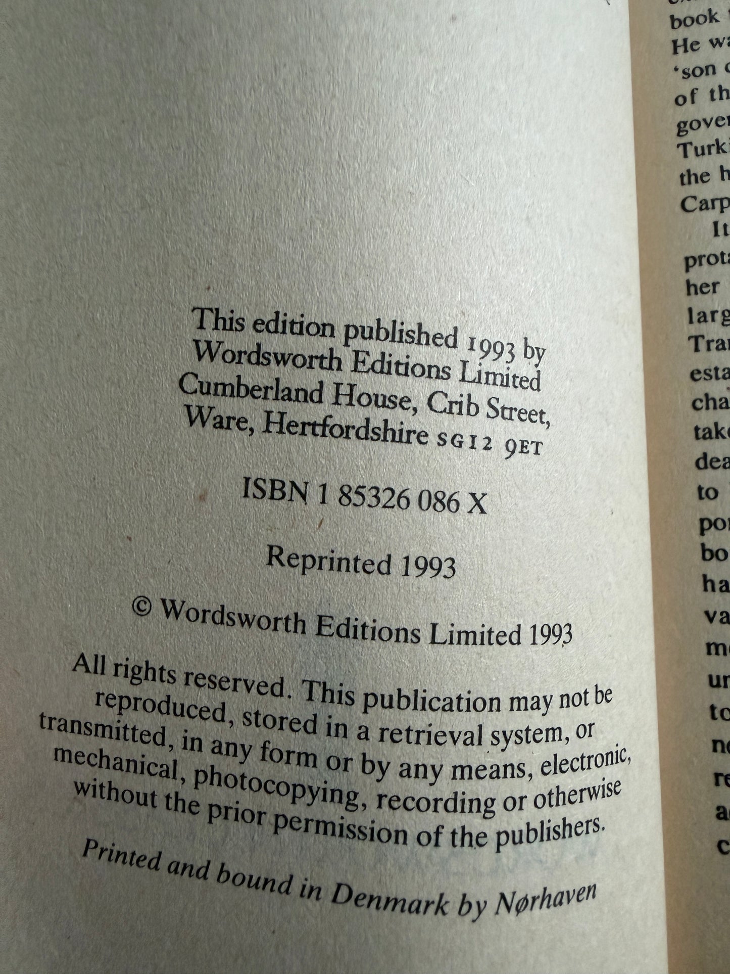1993 Dracula - Bram Stoker (Wordsworth Classics)
