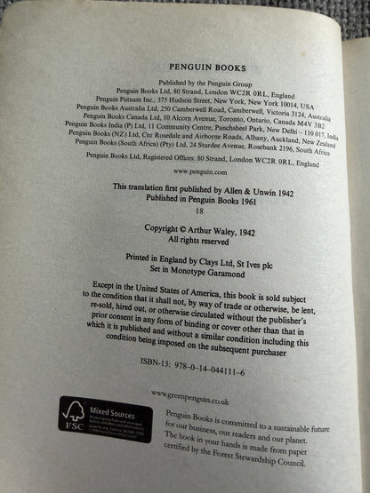 Monkey - Wu Ch’Êng-Ên translated by Arthur Waley (Penguin Classics) undated