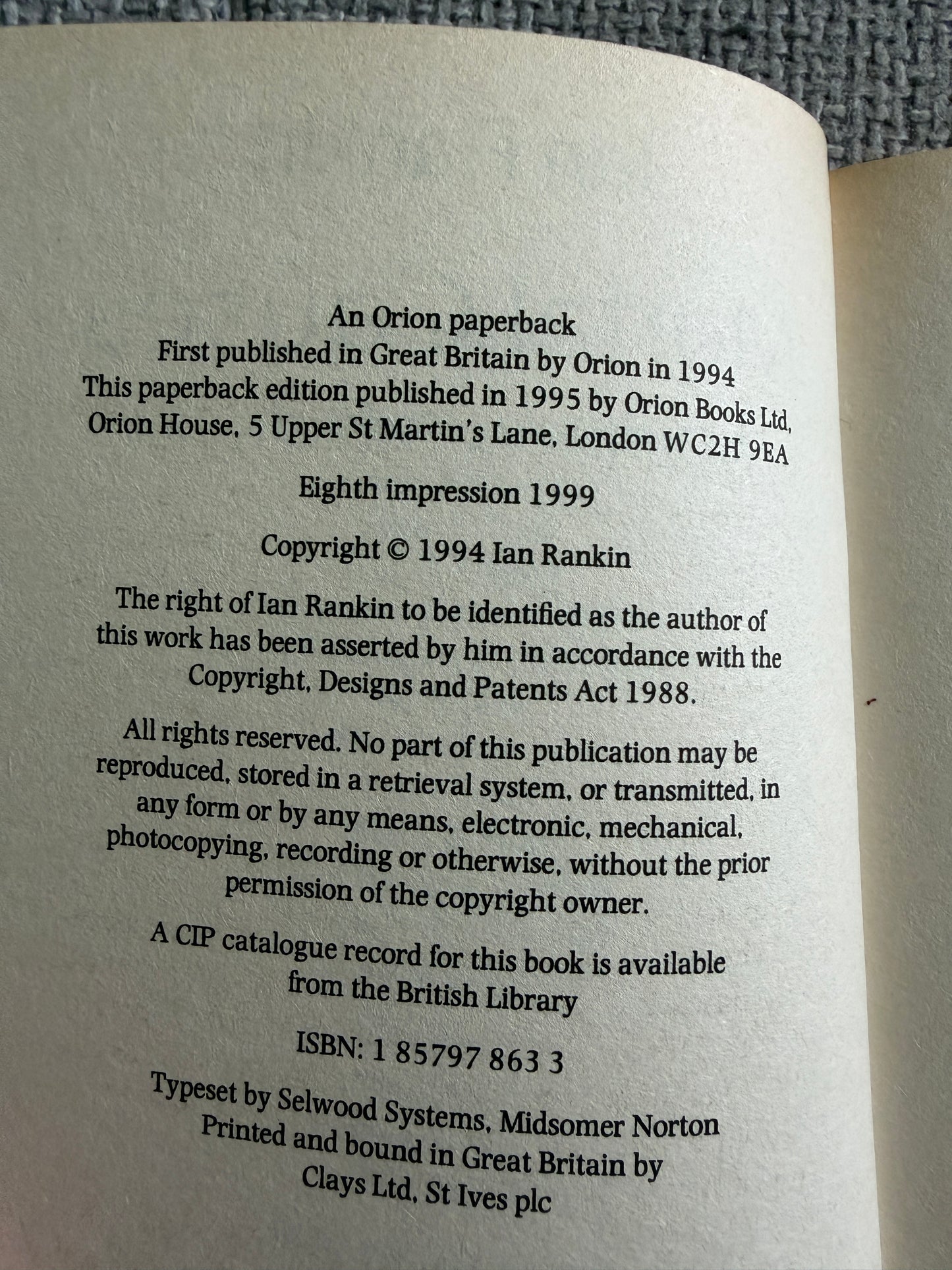 1999 Mortal Causes - Ian Rankin (Orion)
