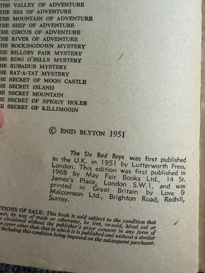 1968 Six Bad Boys - Enid Blyton ( Mary Gernatt illust) Armada