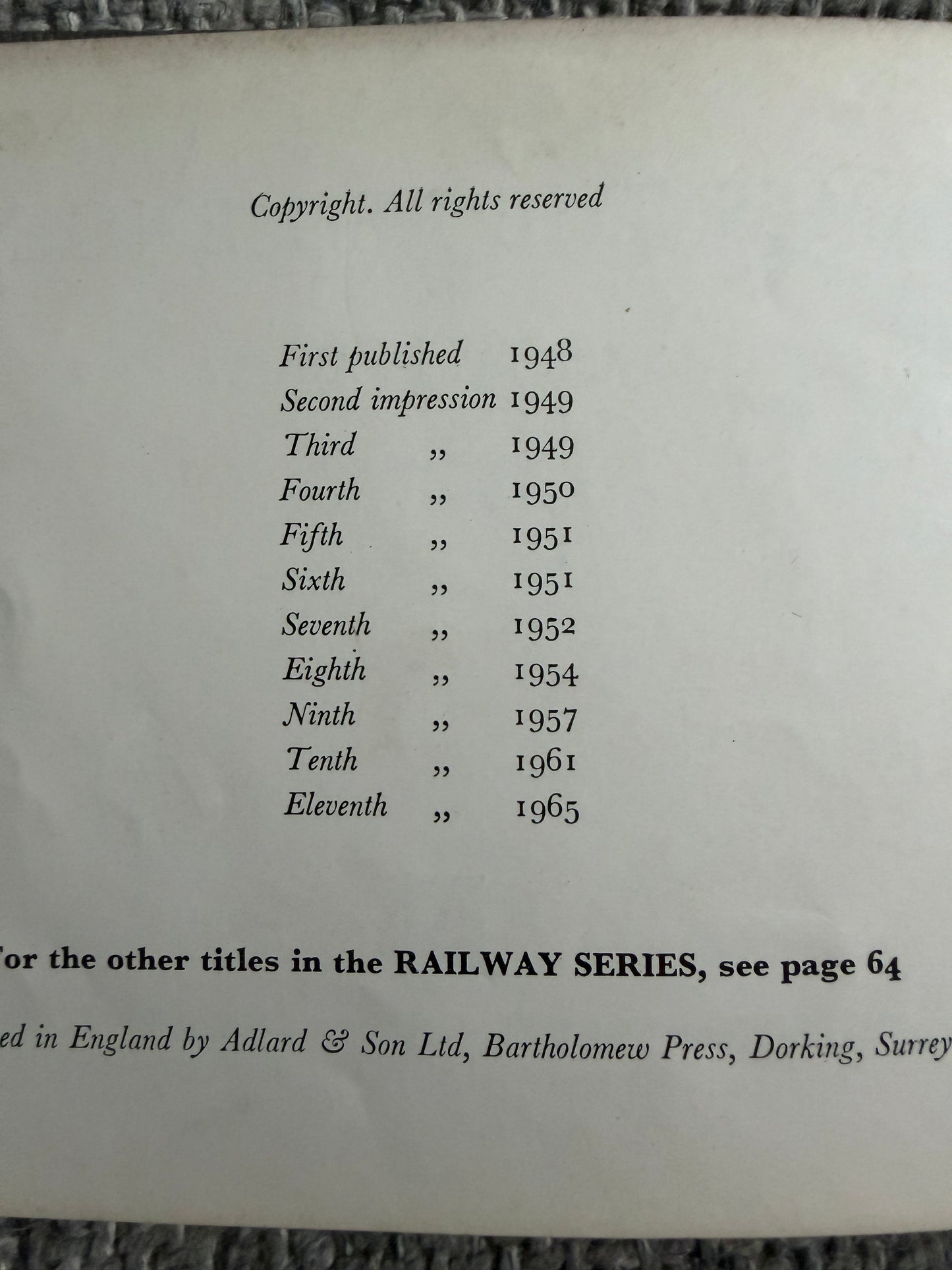 1965 James The Red Engine(No.3) Rev. W. Awdry (C. Reginald Dalby illust) Kaye & Ward Ltd