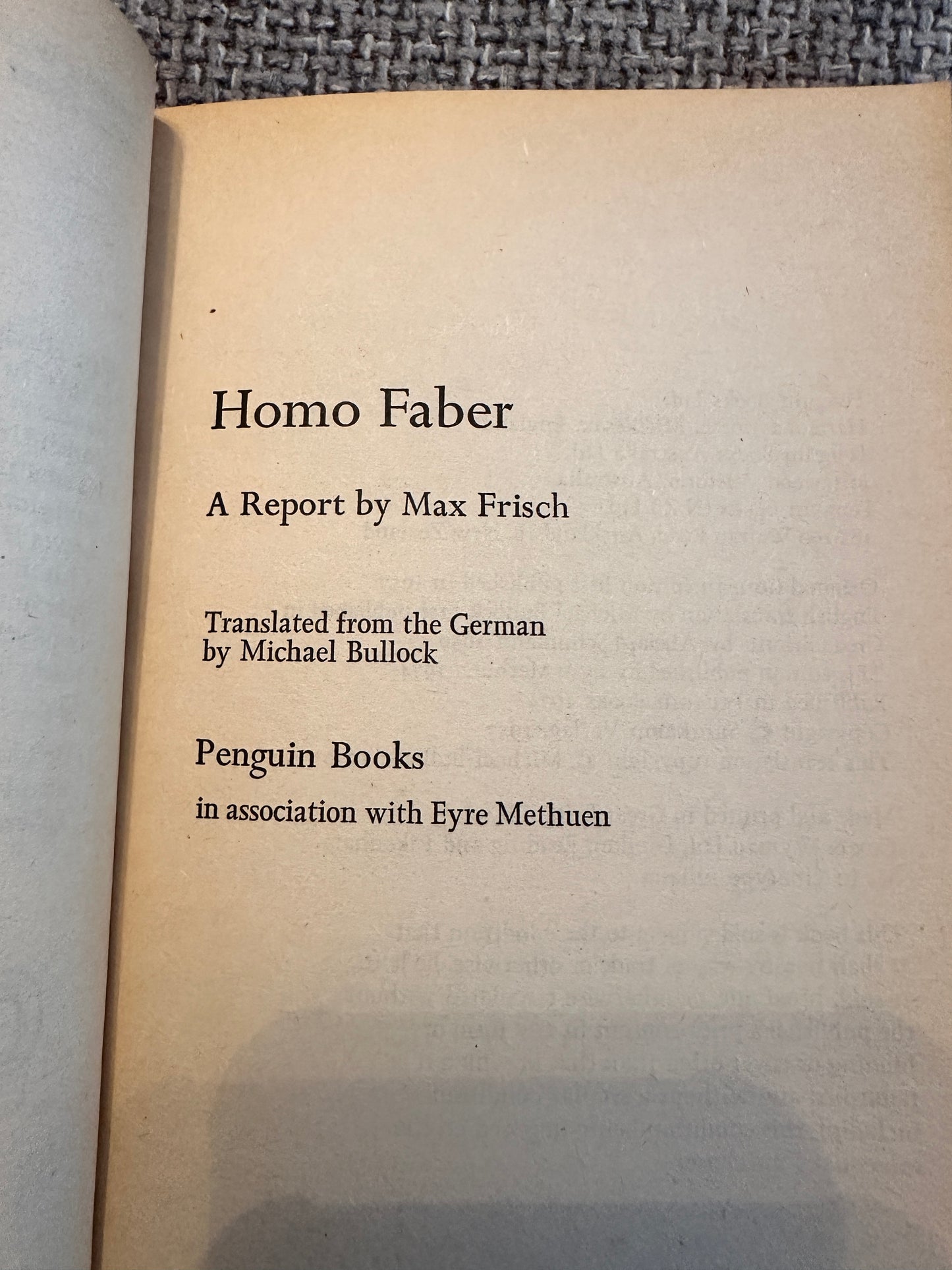 1974 Homo Faber - Max Frisch(Penguin)