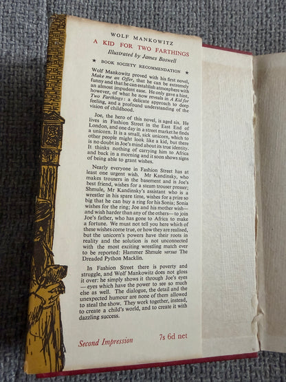 1953 A Kid For Two Farthings - Wolf Mankowitz (James Boswell illust) Andre Deutsch