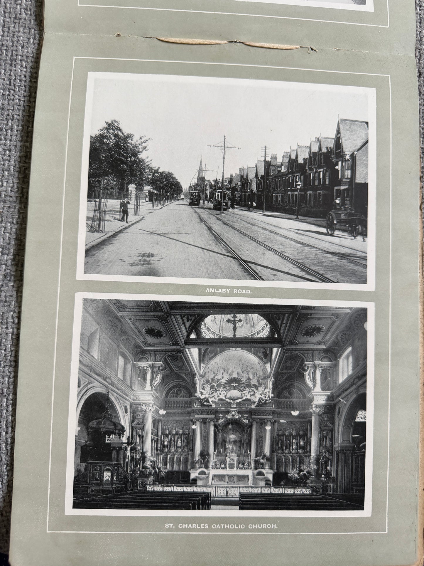 c.1905–1910 Views of Hull and Beverley, W.R.&S. Reliable Series — early photographic souvenir album featuring Hull and Beverley, including Hull Town Hall, Hymers College, Holy Trinity Church, Pearson’s Park and King Edward Street with trams.