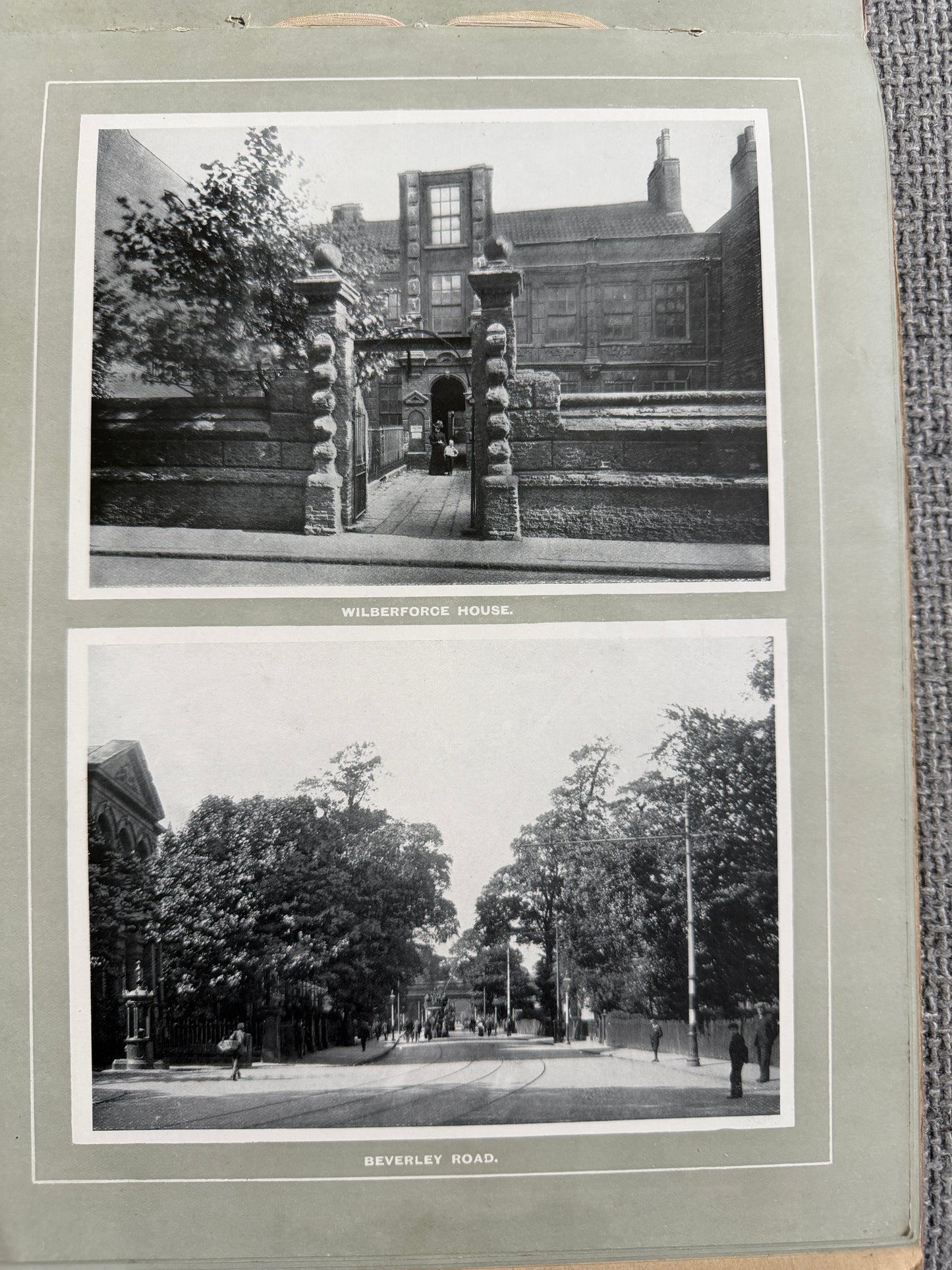 c.1905–1910 Views of Hull and Beverley, W.R.&S. Reliable Series — early photographic souvenir album featuring Hull and Beverley, including Hull Town Hall, Hymers College, Holy Trinity Church, Pearson’s Park and King Edward Street with trams.
