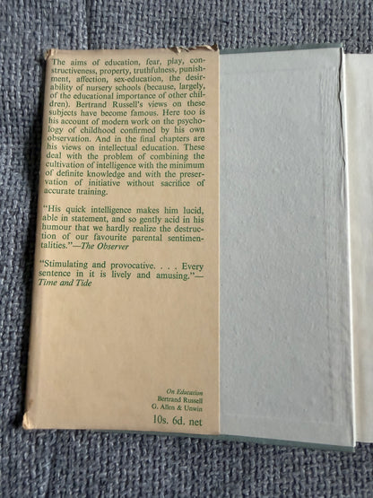 1957 On Education (Especially In Early Childhood) Bertrand Russell (George Allen & Unwin Ltd)