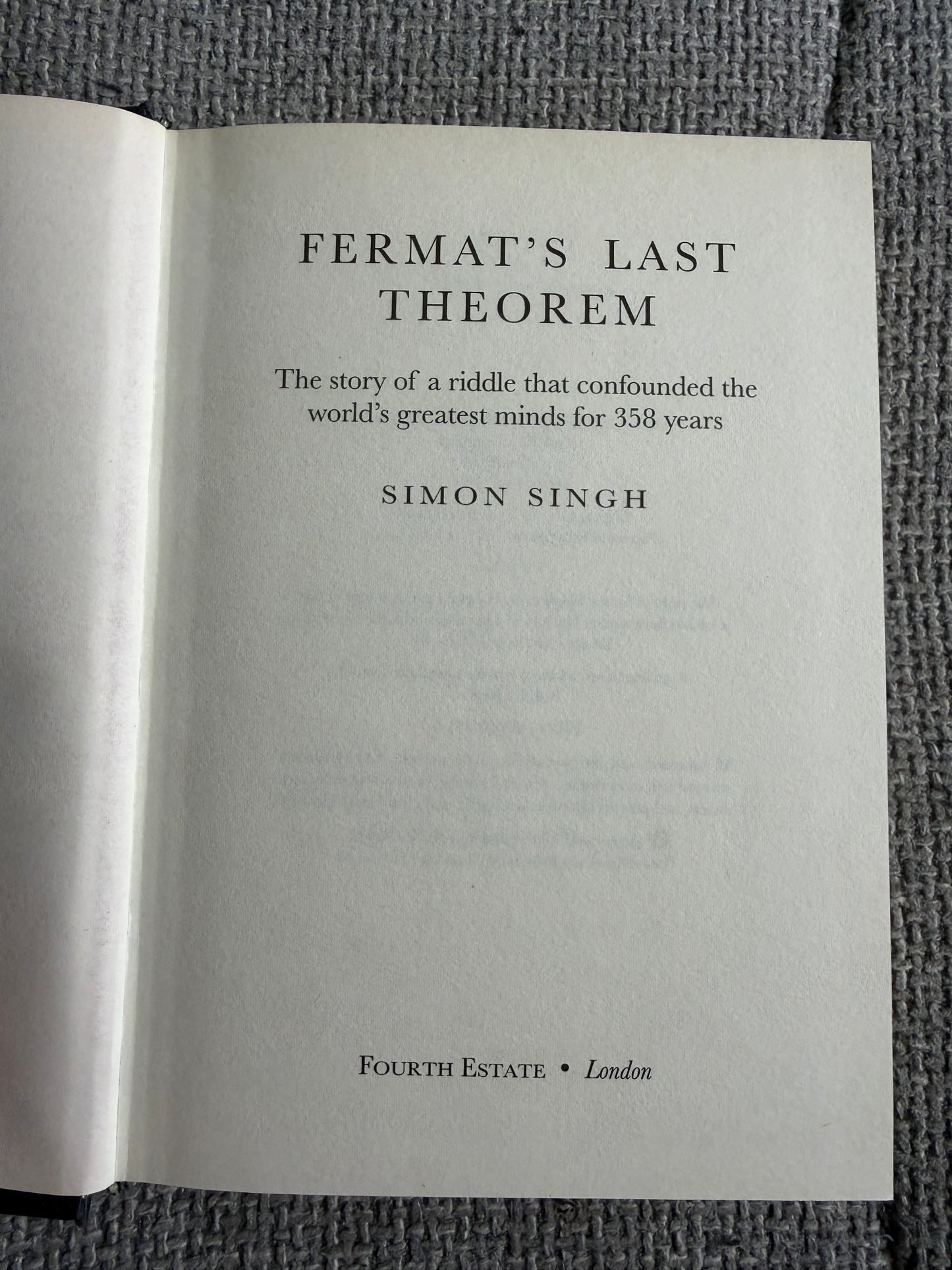 1997 Fermat’s Last Theorem - Simon Singh (Fourth Estate)