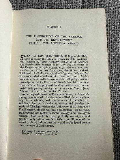 1950*1st* The College Of St. Salvator Its Foundation & Development Including A Selection Of Documents - Ronald G. Cant (Oliver & Boyd Publisher)