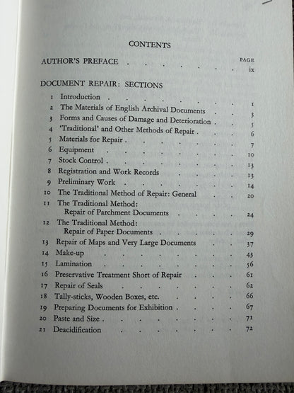 1971*1st* Document Repair (Volume 1) D. B. Wardle (Society Of Archivists)