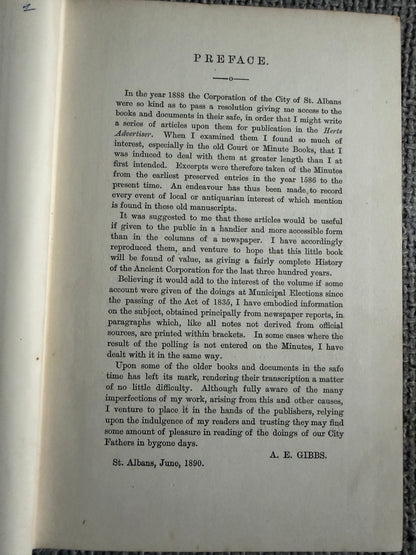 1890 The Corporation Records Of St. Albans - A. E. Gibbs (Gibbs & Bamforth)