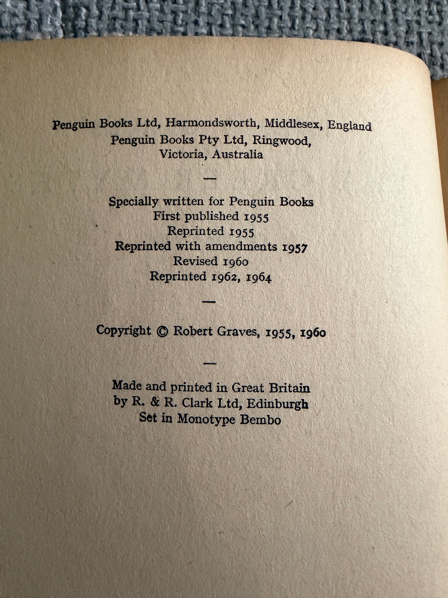 1964 The Greek Myths: 1 - Robert Graves (Pelican Original)
