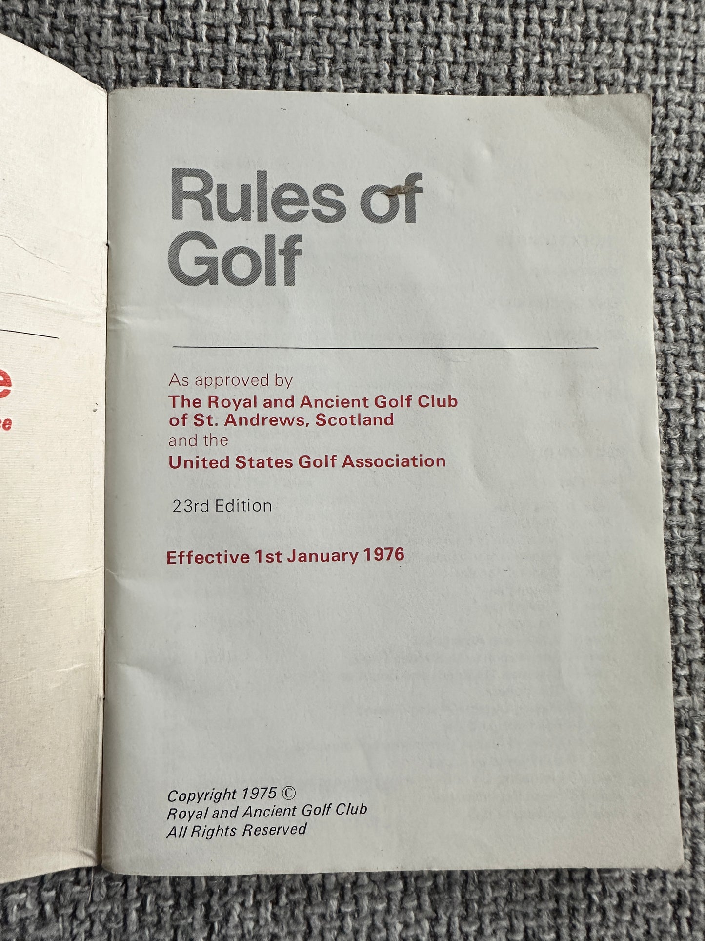 1976 The Rules Of Golf (Royal & Ancient Golf Club St.Andrews)