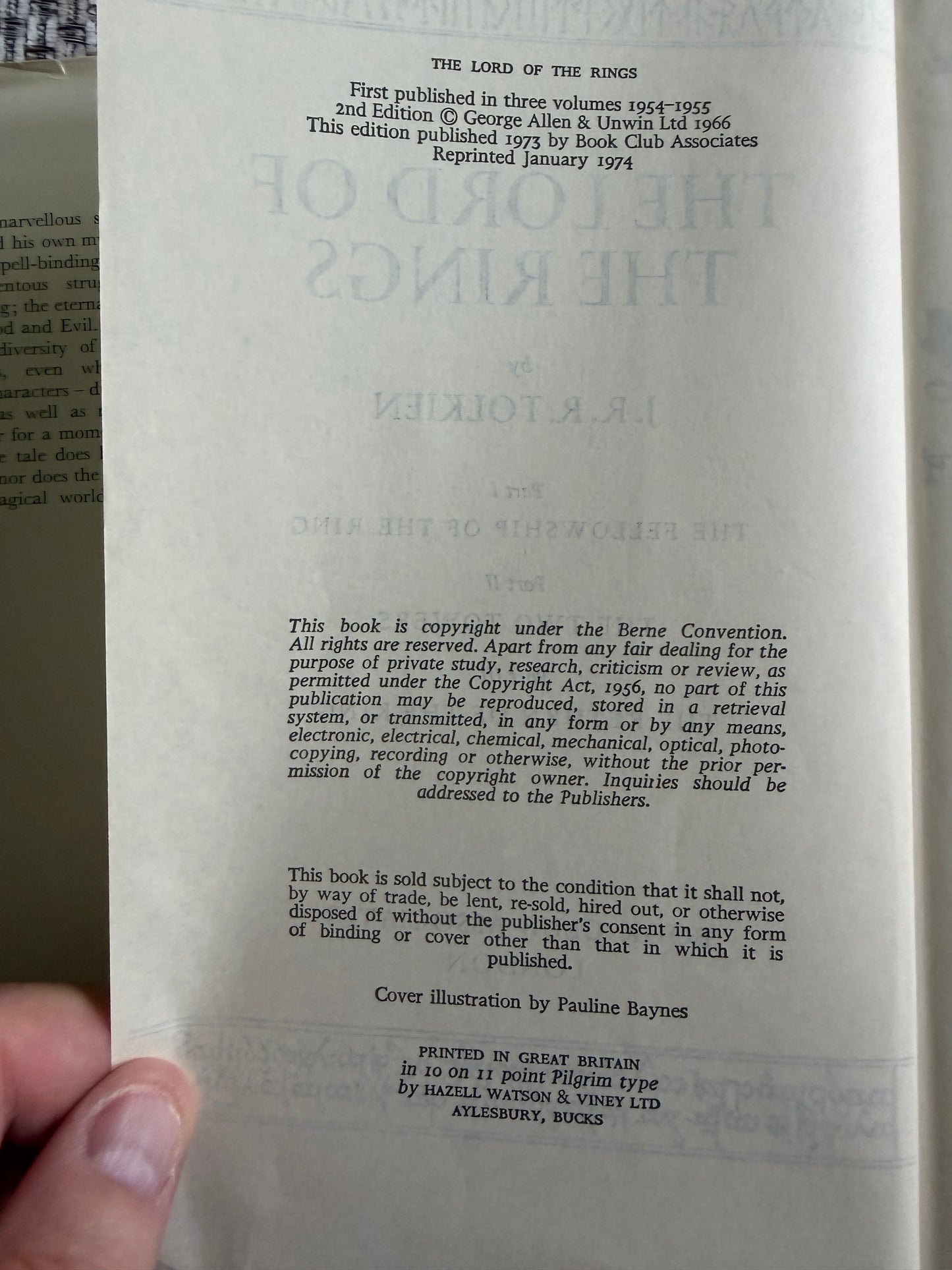 1974 The Lord Of The Rings -J. R. R. Tolkien (3-in-1 Book) Hardback (Book Club Associates)