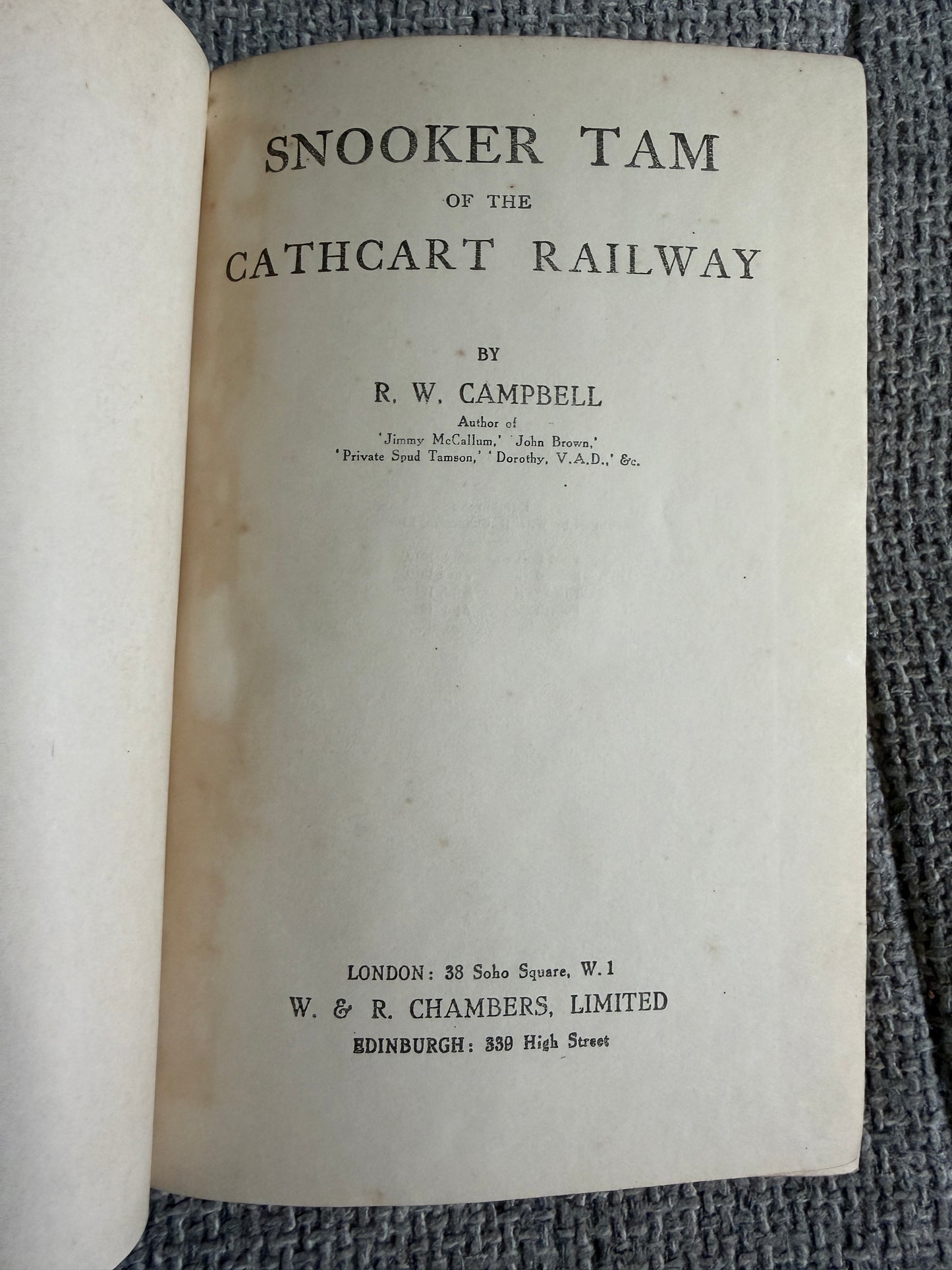 1922 Snooker Tam Of The Cathcart Railway - R. W. Campbell (W. & R. Chambers Ltd)