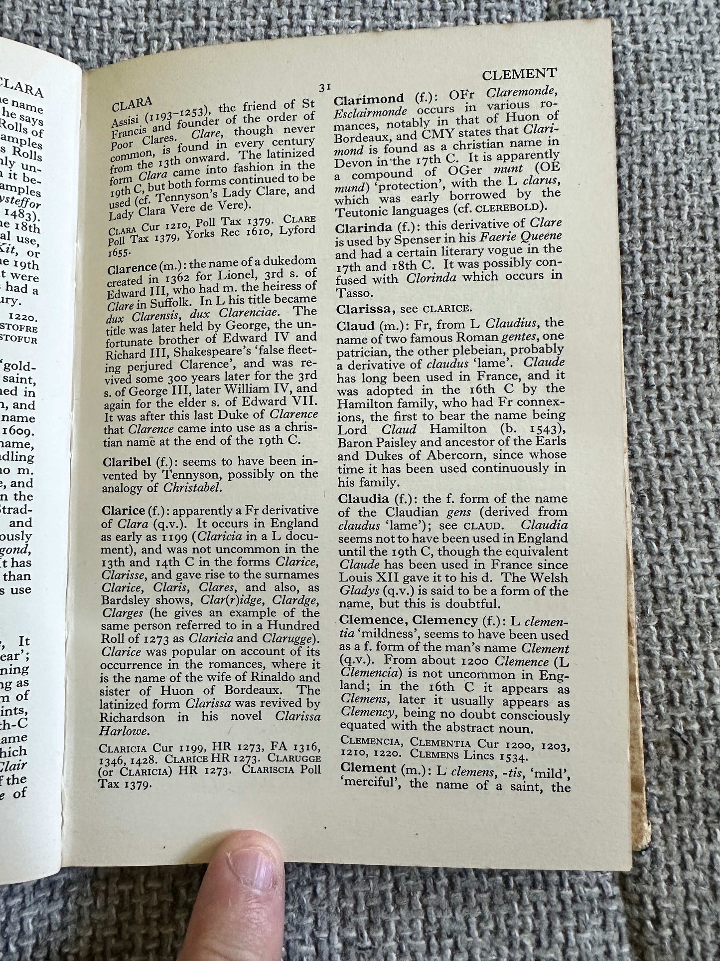 1945*1st* The Oxford Dictionary Of English Christian Names - E. G. Withycombe (Clarendon Press Oxford)