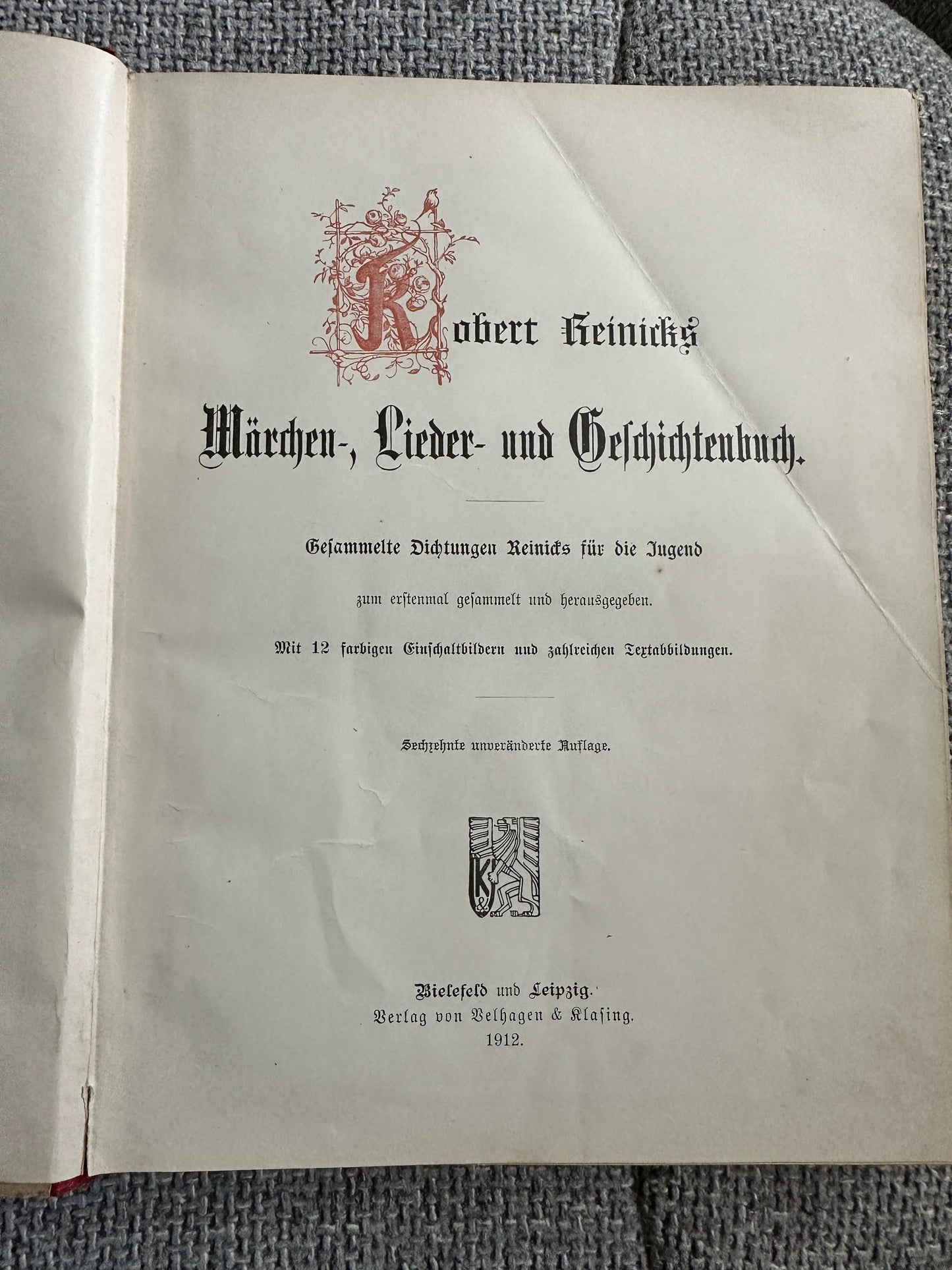 1912 Märchen Leider & Gefchichtenbuch - Robert Reinicks (Bielfeld & Leipzig) Fairy Stories