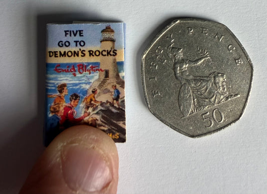 Five Go To Demon Rocks 1:12 scale 2x3 miniature detachable dust jacket opening book