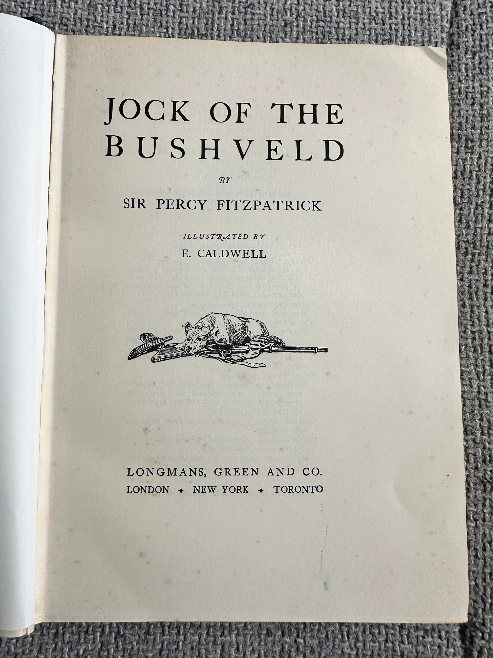 1939 Jock Of The Bushveld - Sir Percy Fitzpatrick ( E. Caldwell Illust) Longmans, Green & Co