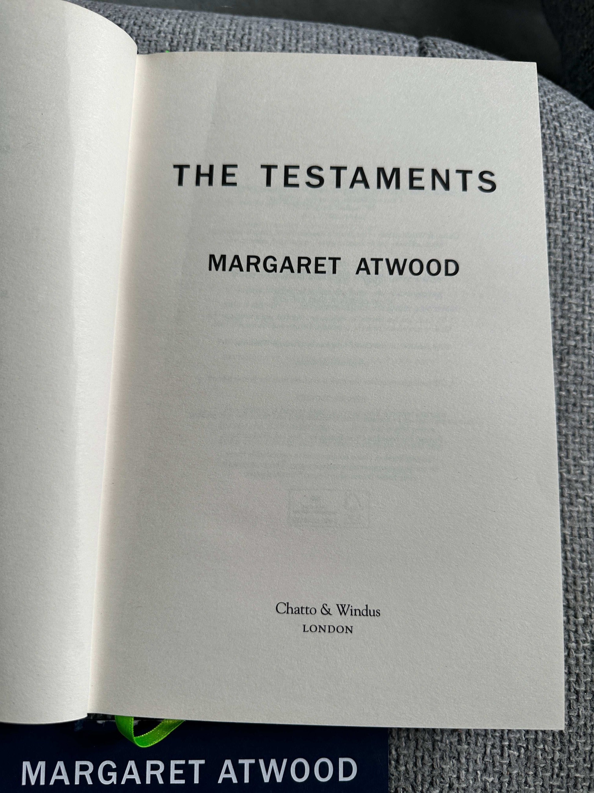 2019*1st* The Testaments - Margaret Atwood (Chatto & Windus) + Bookmark