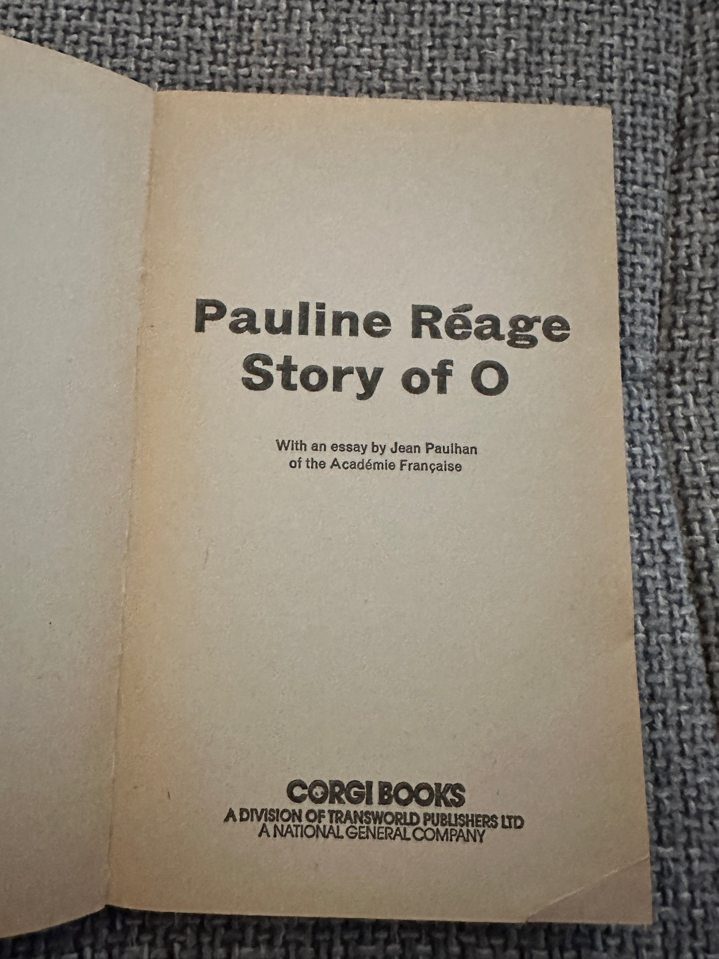 1972*1st* The Story Of O - Pauline Rèage(Corgi Books)