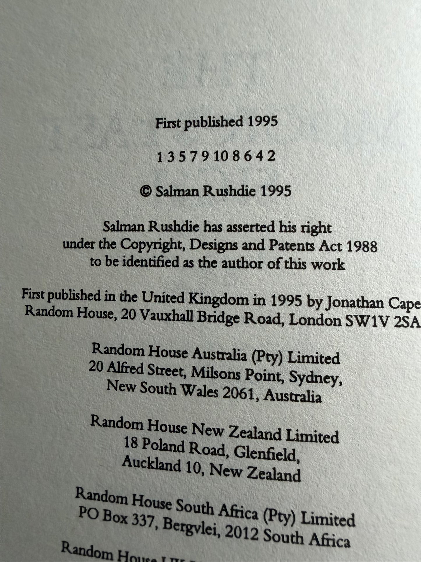 1995*1st* The Moor’s Last Sigh - Salman Rushdie (Jonathan Cape)