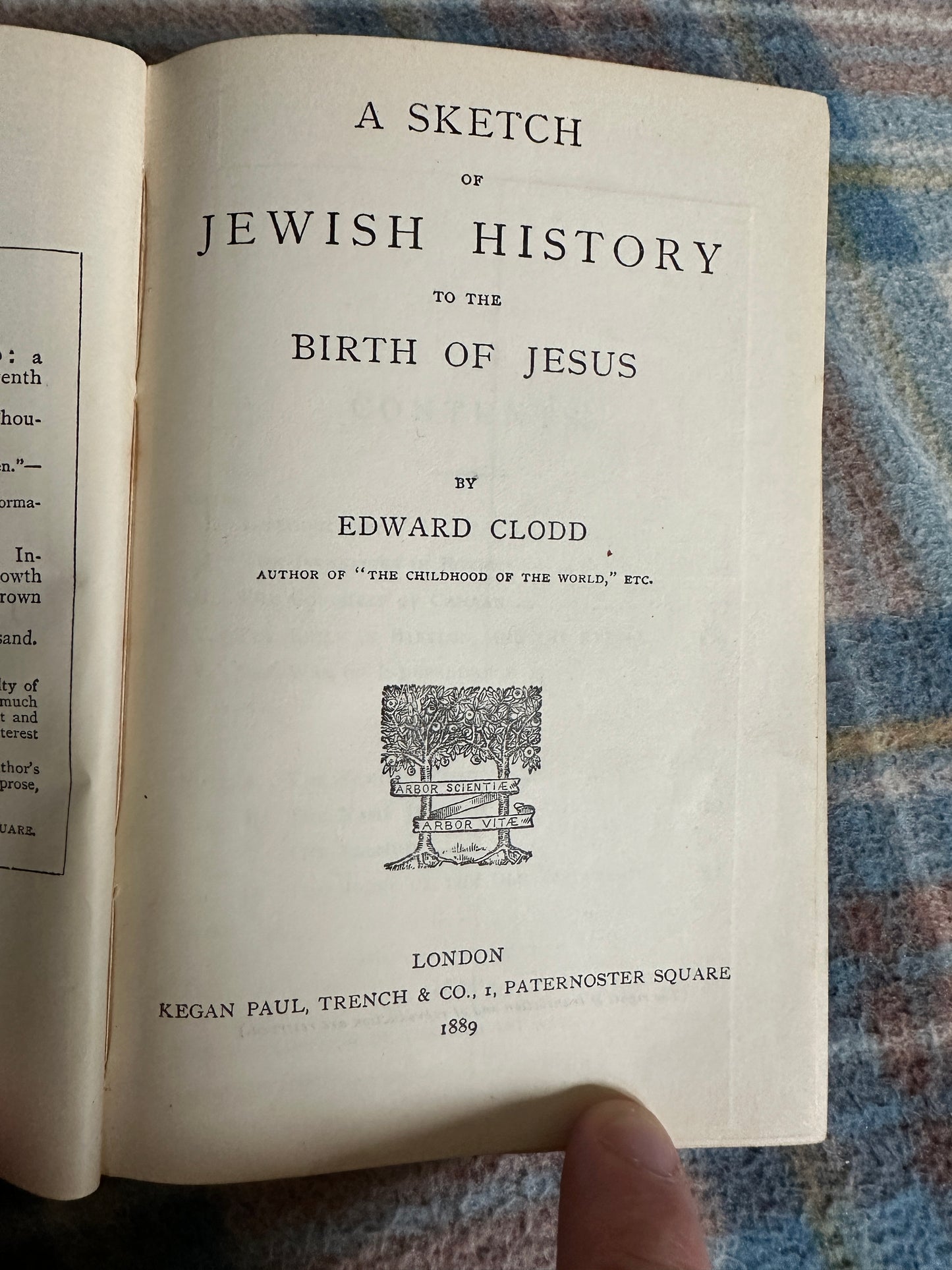 1889 A Sketch of Jewish History To The Birth Of Jesus - Edward Clodd(Kegan Paul, Trench & Co)