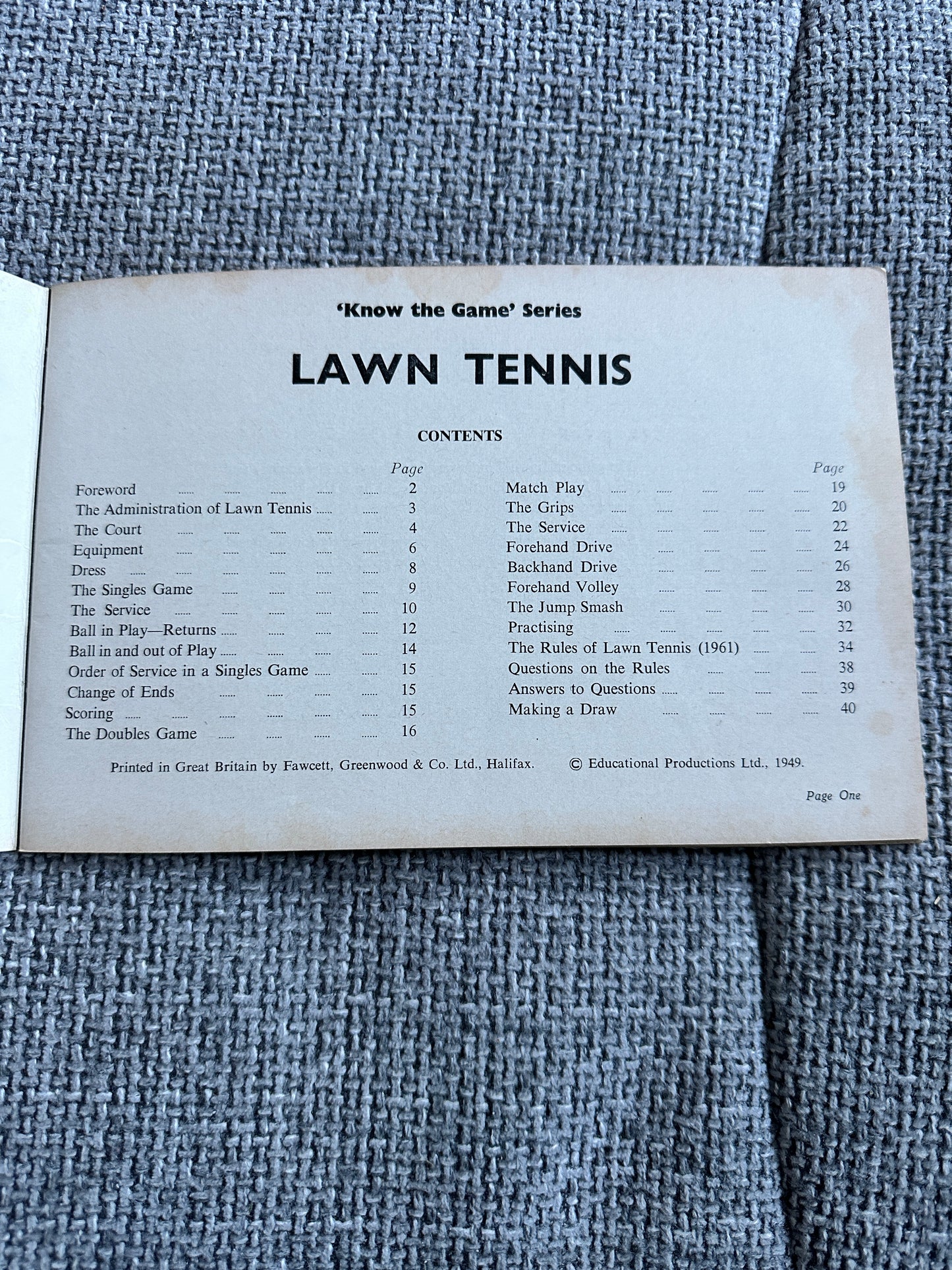 1949 Lawn Tennis(Know The Game Series)