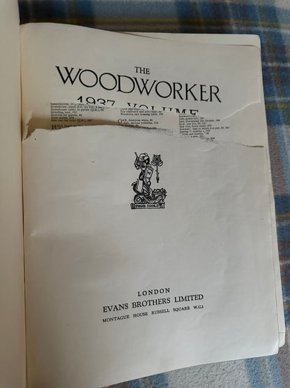 1937 The Woodworker bound copies published by Evans Brothers Ltd