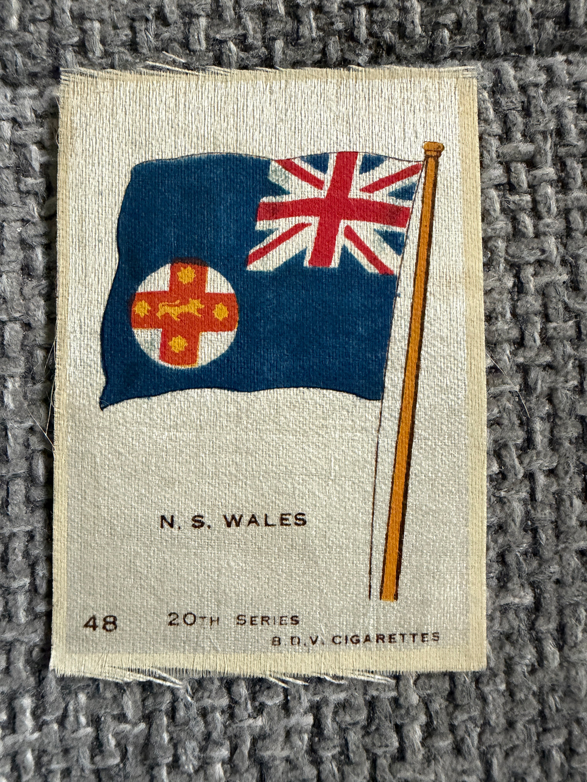 Vintage Silk Cigarette Card — New South Wales Flag | B.D.V. 20th Series No.48