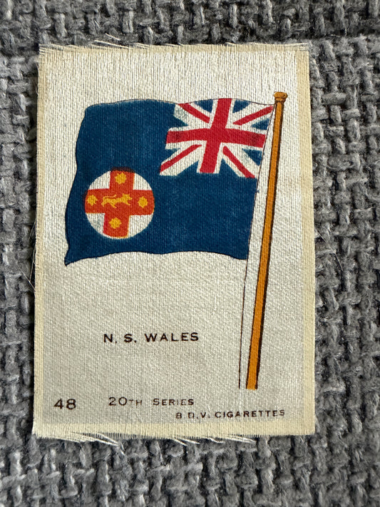 Vintage Silk Cigarette Card — New South Wales Flag | B.D.V. 20th Series No.48