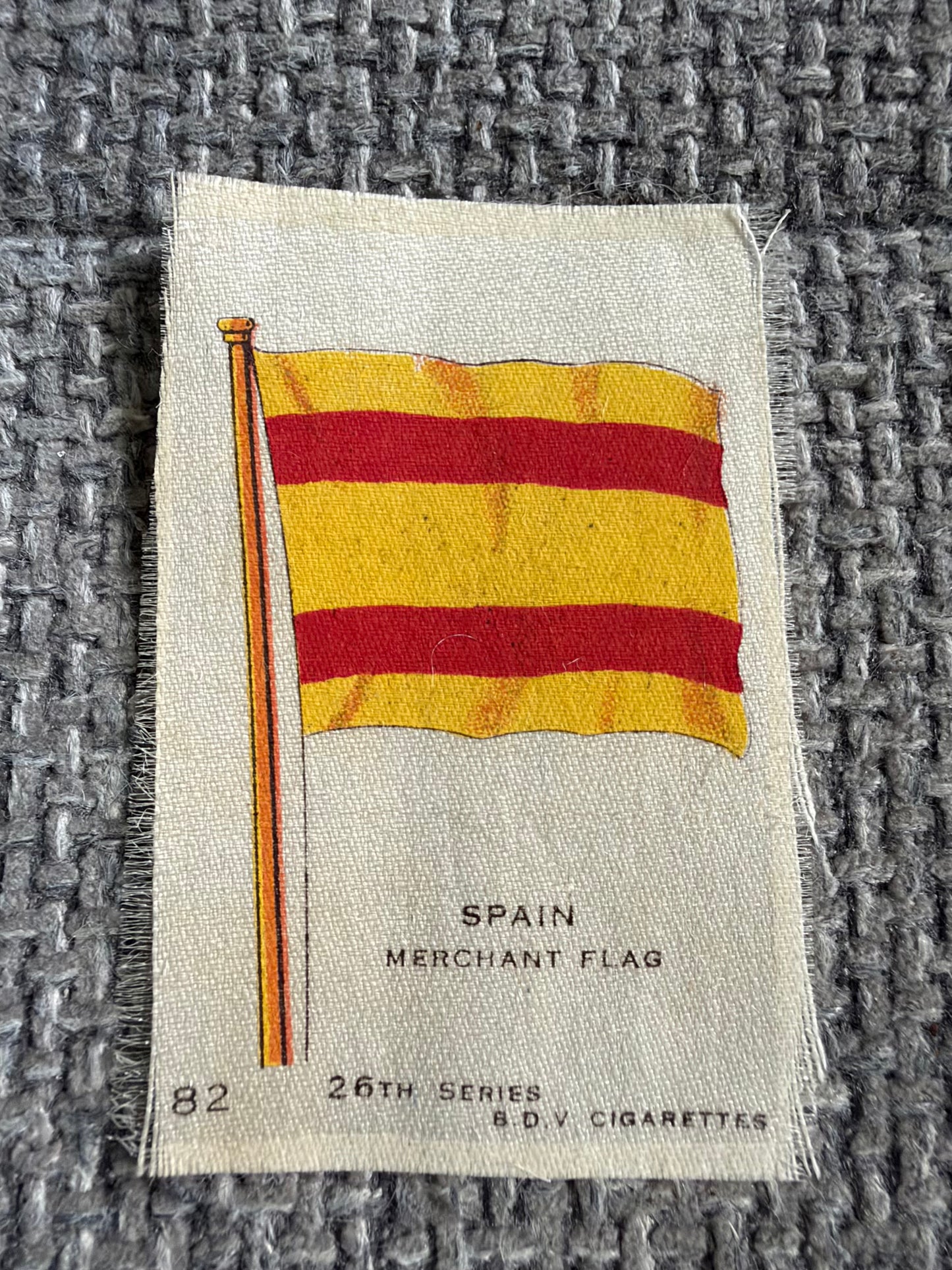Vintage Silk Cigarette Card — Spain Merchant Flag | B.D.V. 26th Series No.82