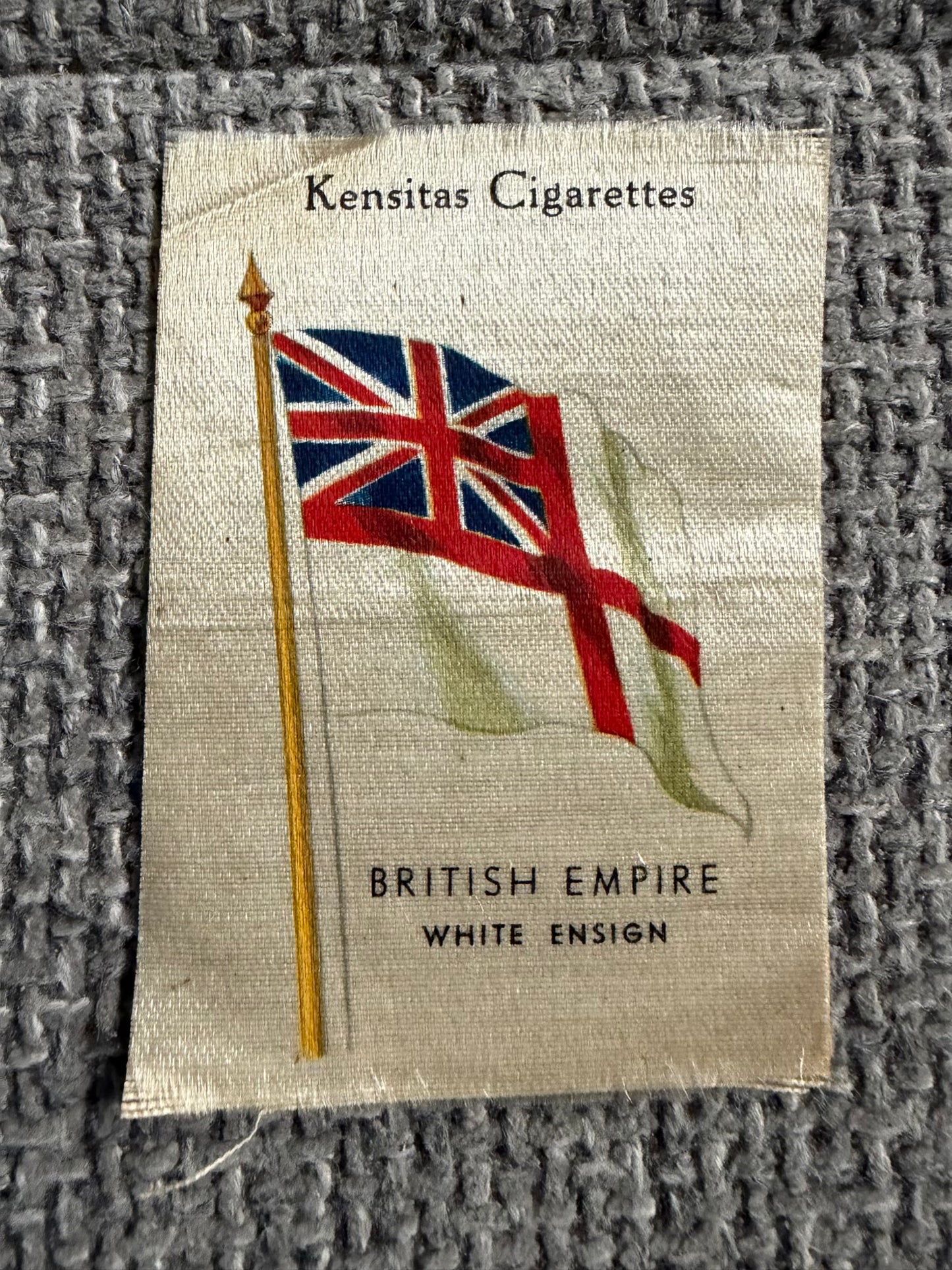 Vintage Silk Cigarette Card — British Empire White Ensign | Kensitas Cigarettes