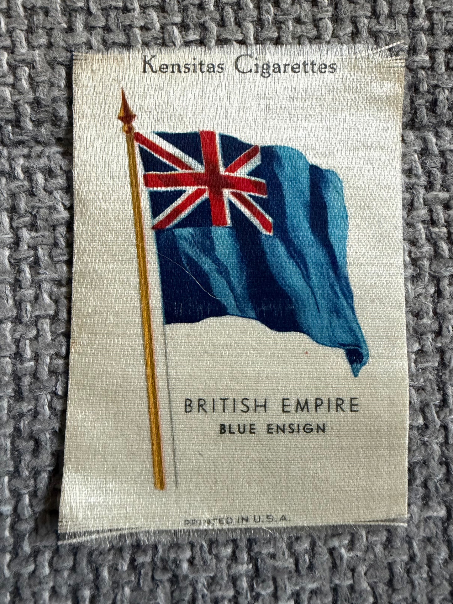 Vintage Silk Cigarette Card — British Empire Blue Ensign | Kensitas — Printed in USA