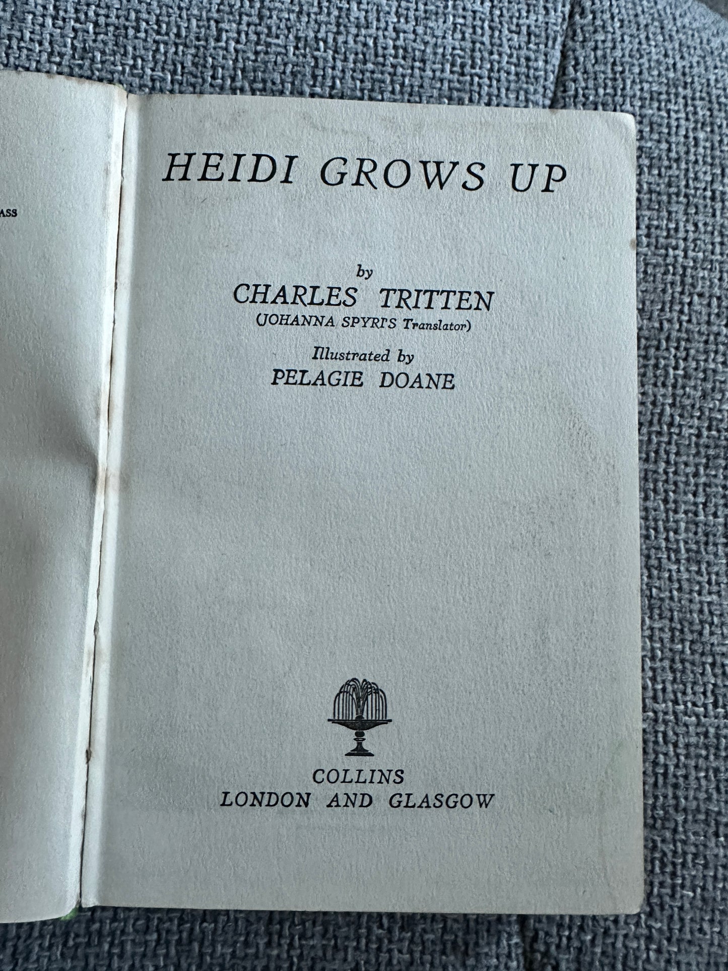 1955 Heidi Grows Up - Charles Tritten(Pelagie Doane Illust)Collins