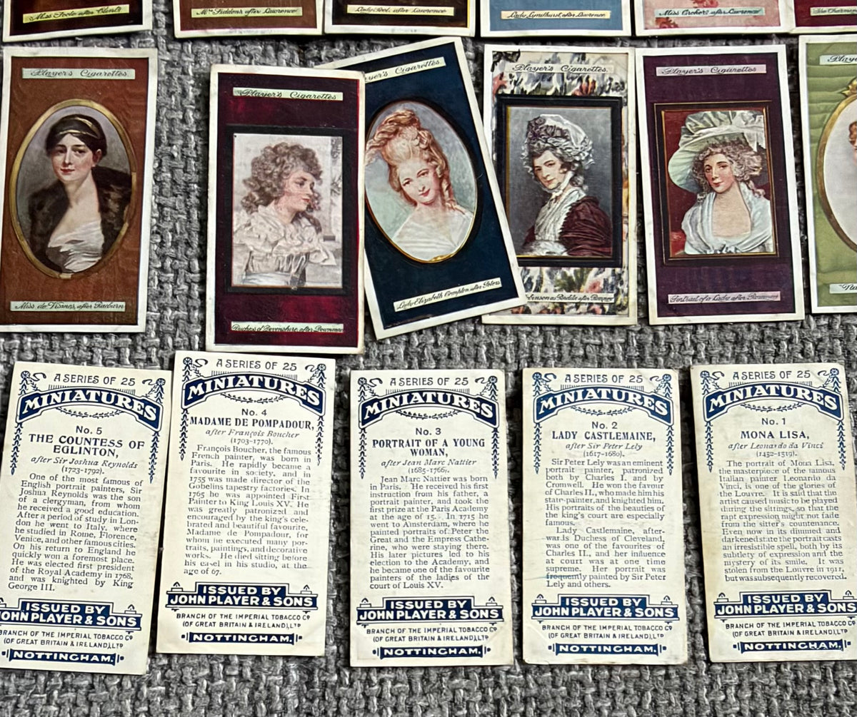 John Player & Sons — Miniatures — Complete Set of 25 — Famous Portrait Cards — 1920s