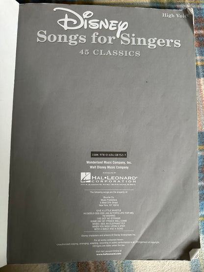 2005 Disney Songs For Singers(High Voice) Hal & Leonard
