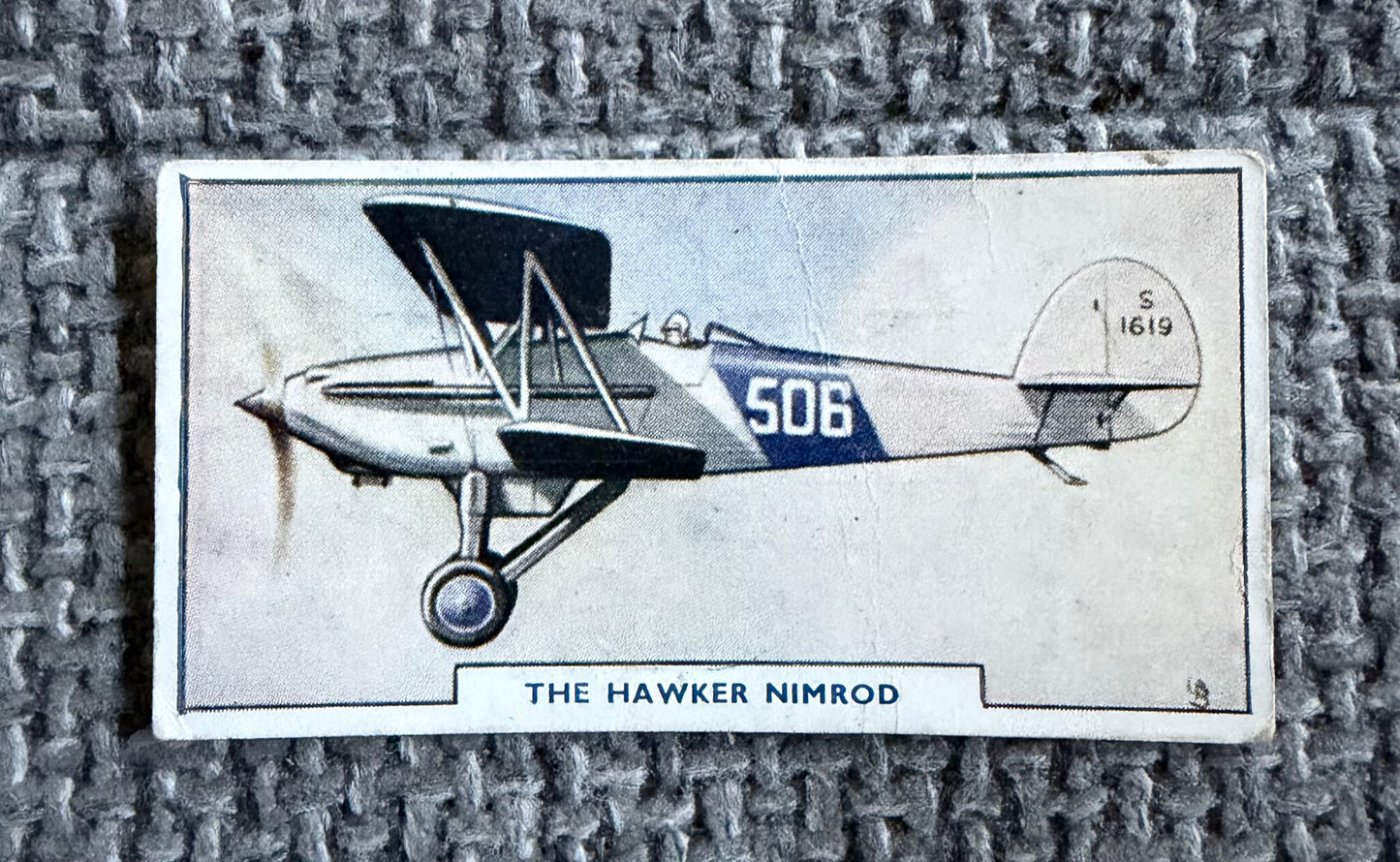 Vintage Cigarette Card — Hawker Nimrod — Godfrey Phillips Aircraft Series 1