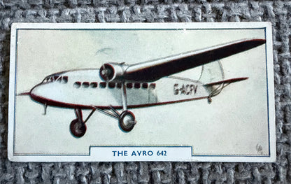 Vintage Cigarette Card — Avro 642 — Godfrey Phillips Aircraft Series 1