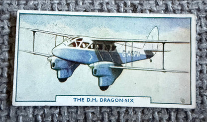 Vintage Cigarette Card — De Havilland Dragon-Six — Godfrey Phillips Aircraft Series 1