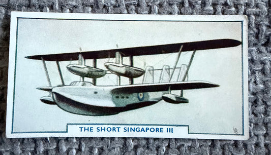 Vintage Cigarette Card — Short Singapore III — Godfrey Phillips Aircraft Series 1