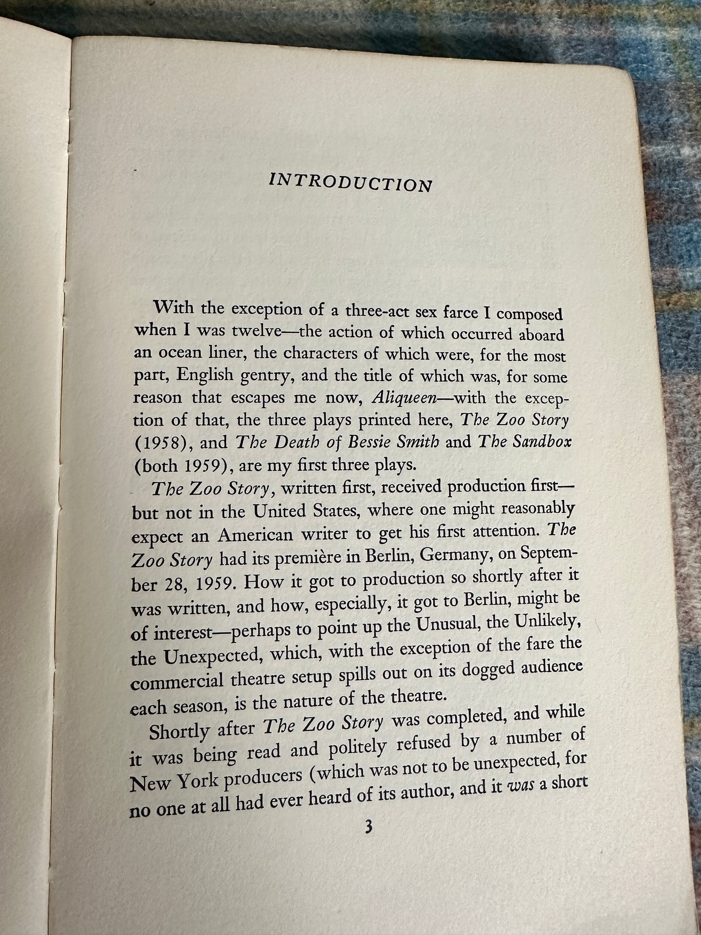 1960 The Zoo Story / The Death Of Bessie Smith / The Sandbox 3 Plays by Edward Albee(Coward-McCann Publisher) New York