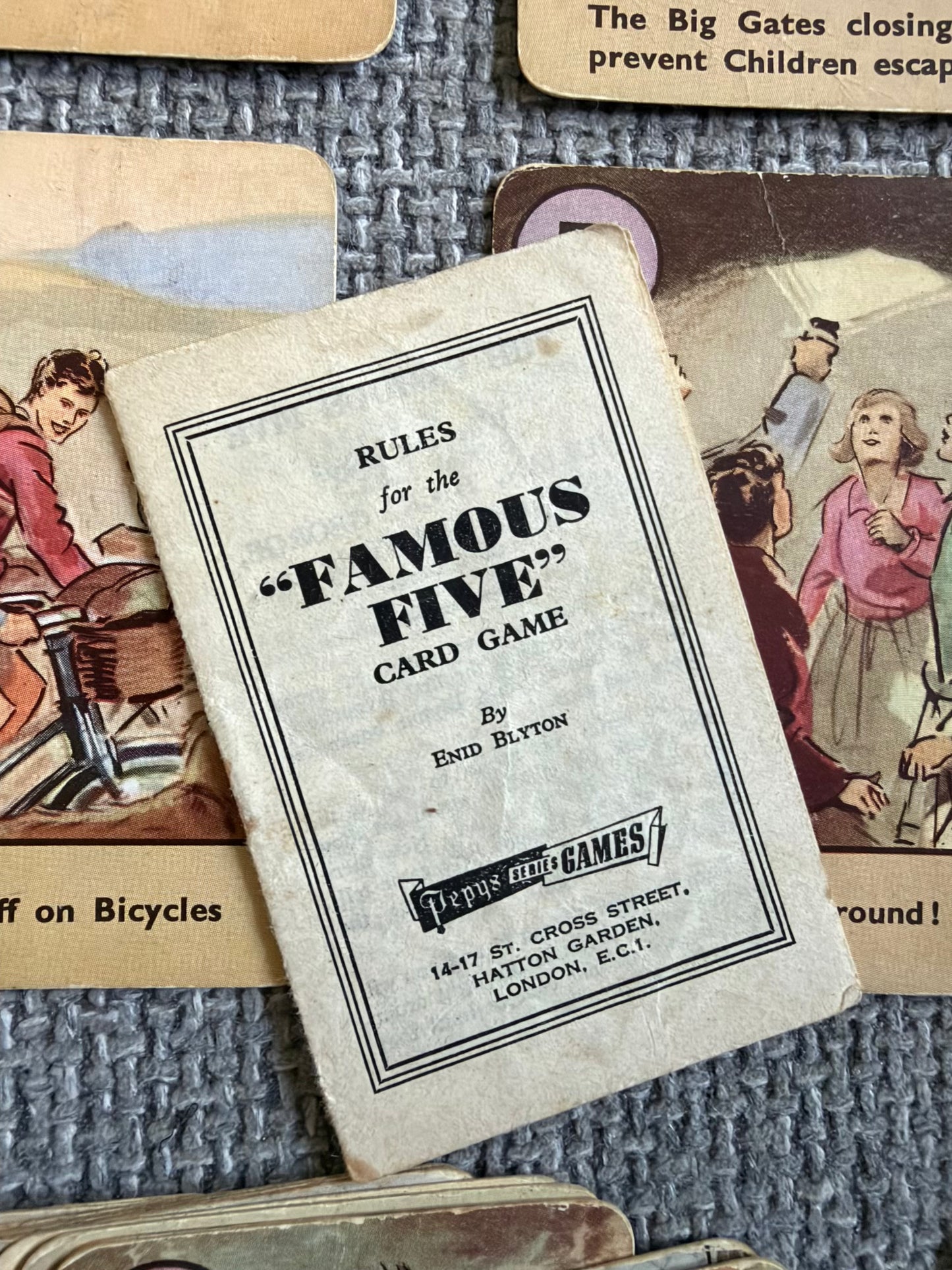 1951 The Famous Five Card Game (44 cards) +Rules - Enid Blyton (Eileen Soper illustration) Pepys Published