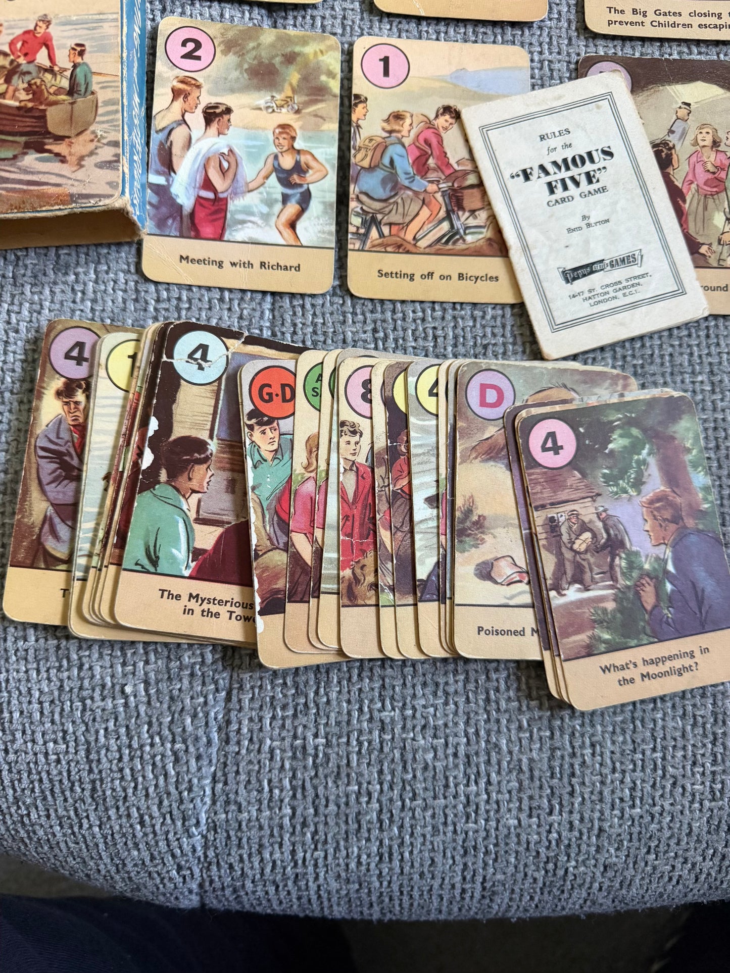 1951 The Famous Five Card Game (44 cards) +Rules - Enid Blyton (Eileen Soper illustration) Pepys Published