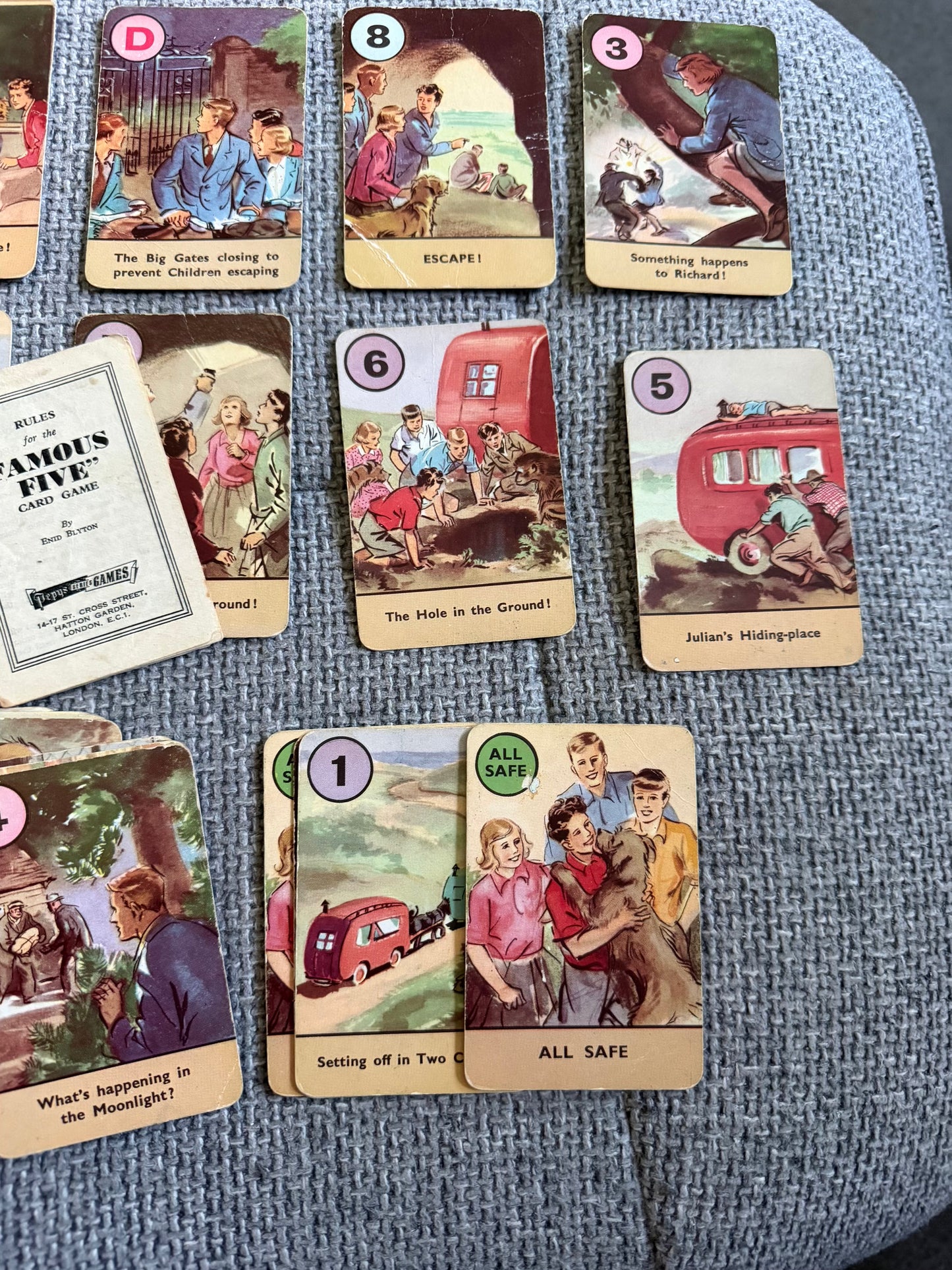 1951 The Famous Five Card Game (44 cards) +Rules - Enid Blyton (Eileen Soper illustration) Pepys Published