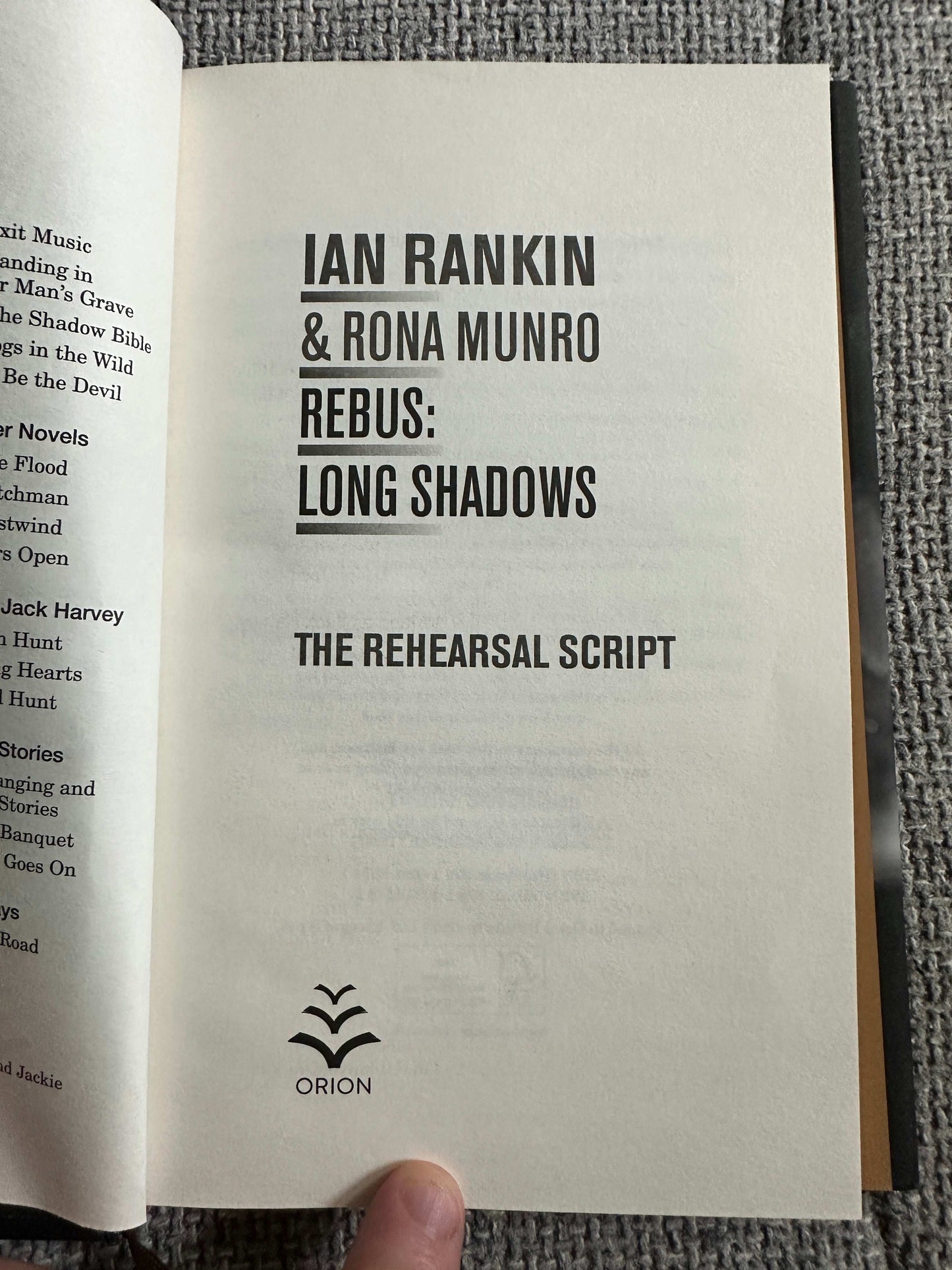 2018*1st* Rebus: Long Shadows (The New Play) - Ian Rankin & Rona Munro (Orion)