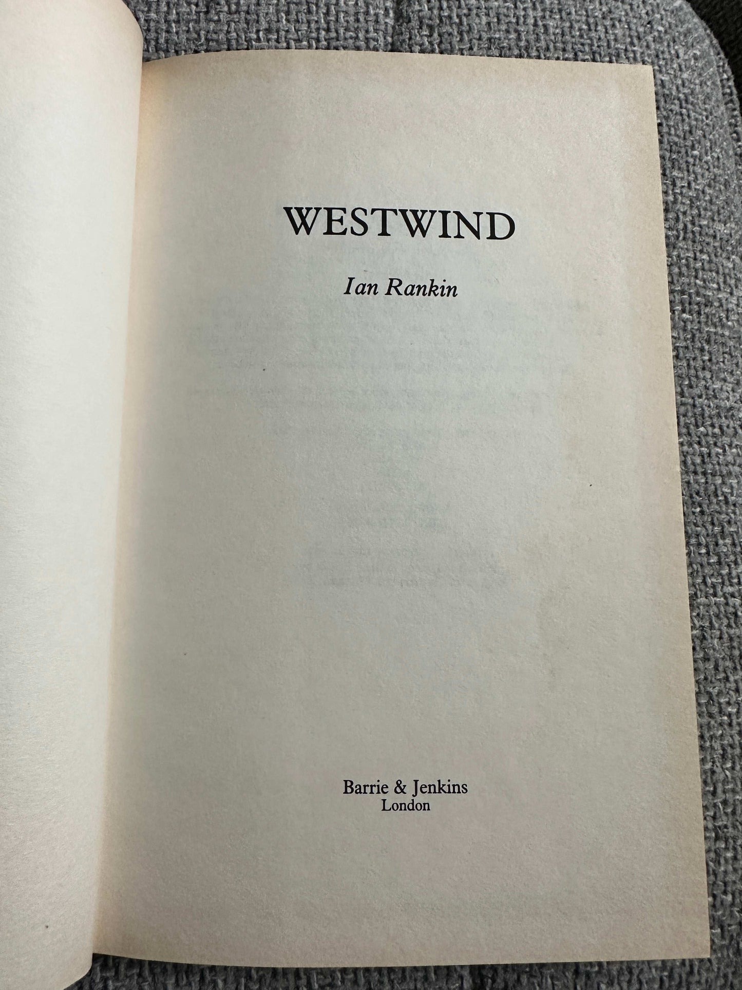 1990*1st* Westwind - Ian Rankin(Barrie & Jenkins)