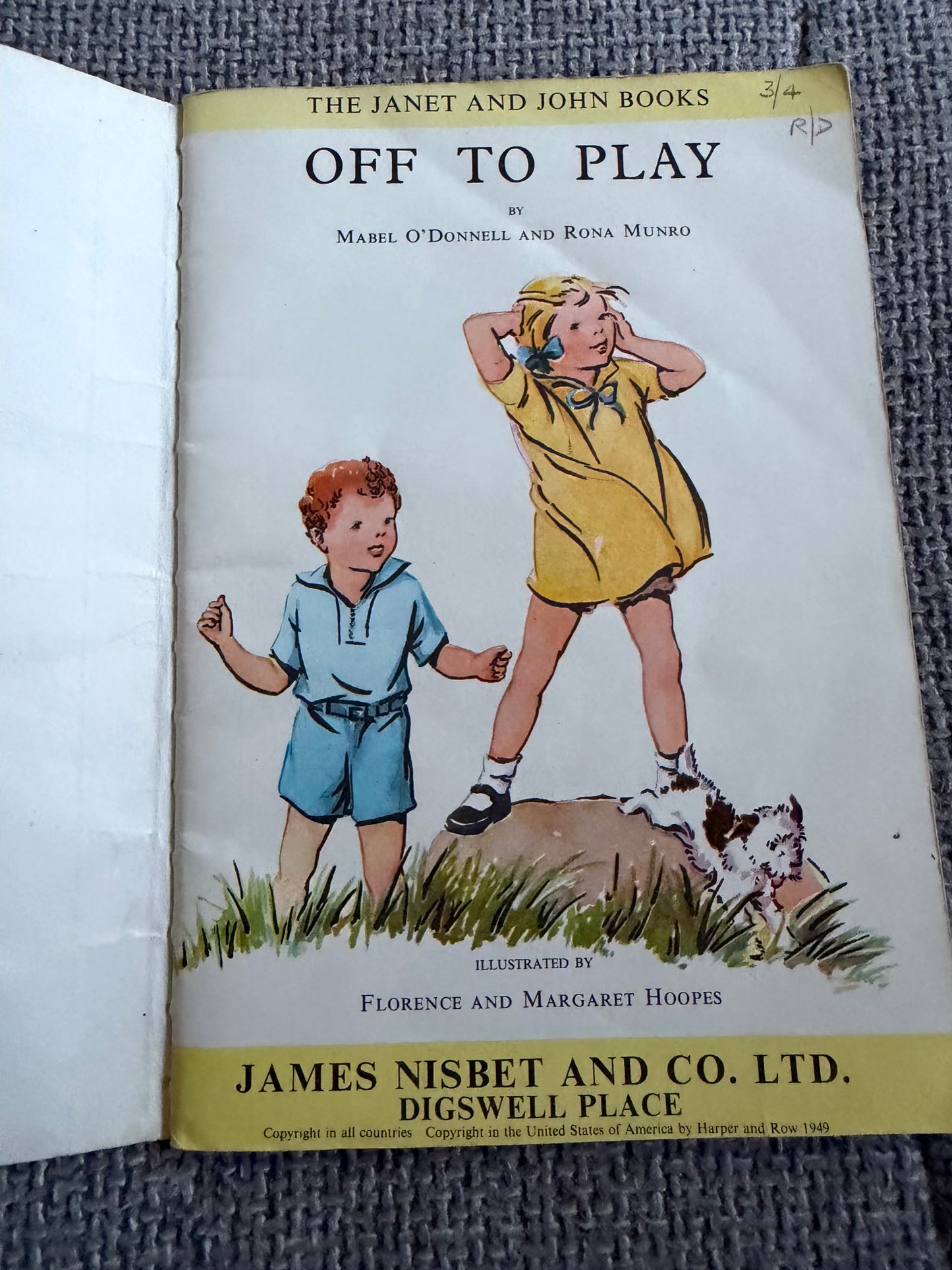 1965 Janet and John Children's Book - Off To Play with Adorable Illustrations