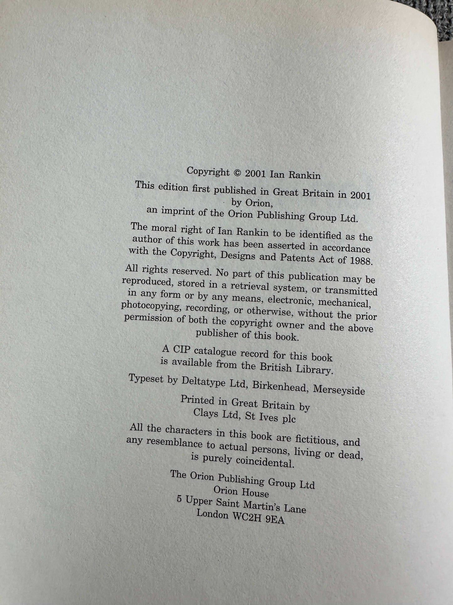 2001*1st* The Falls - Ian Rankin (Orion)