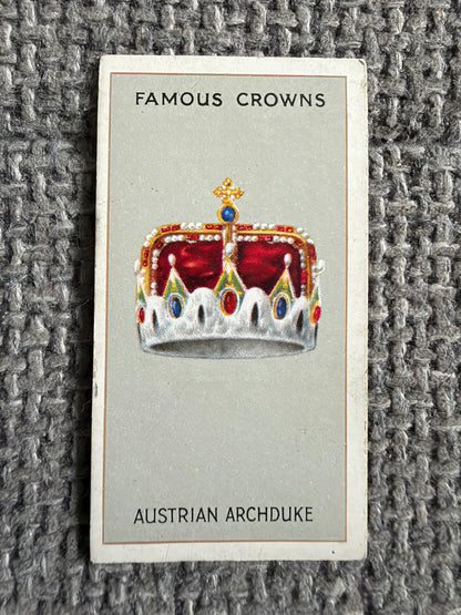 Vintage Cigarette Card — Famous Crowns — Austrian Archduke — Godfrey Phillips No.17