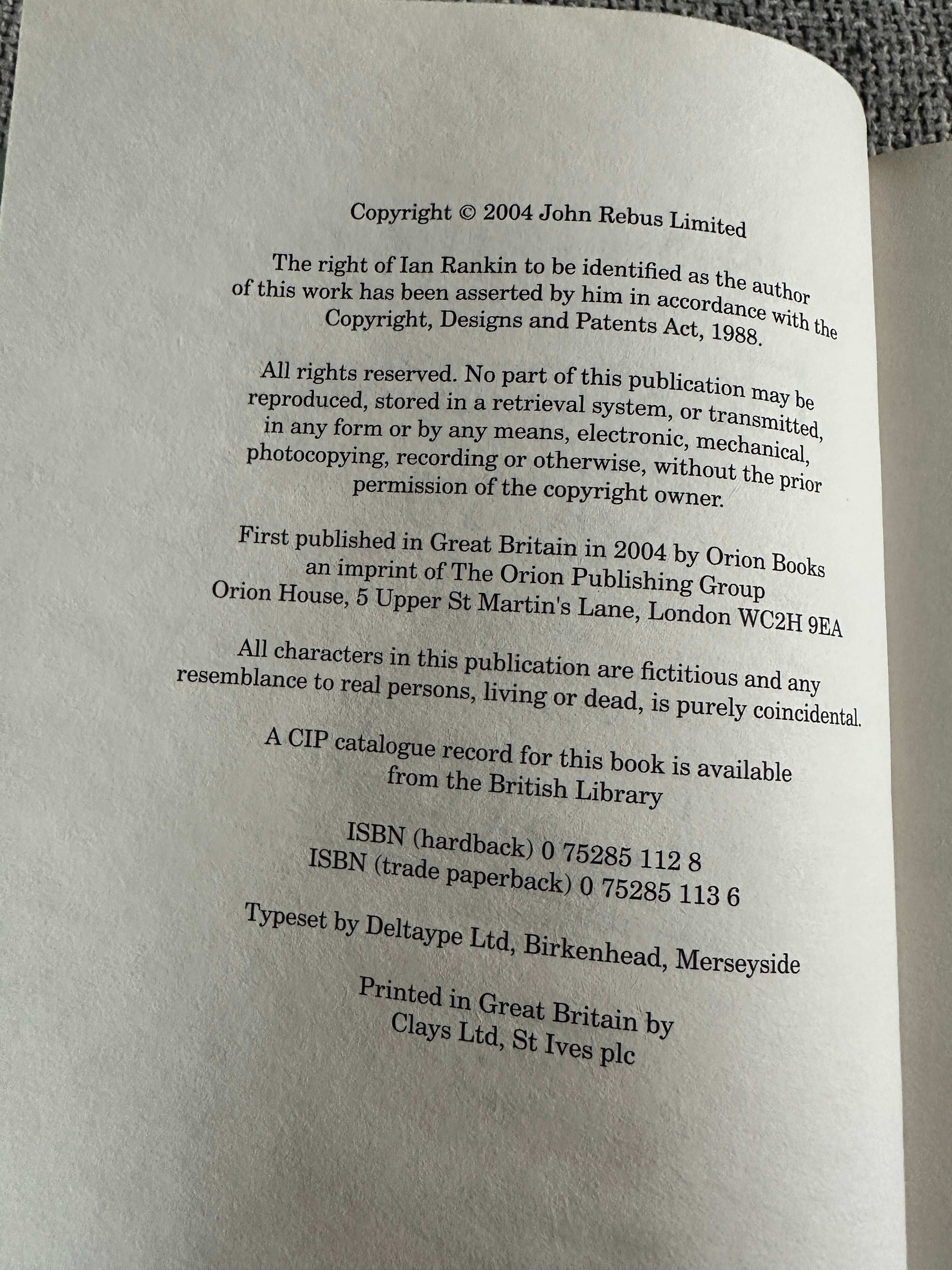 2004*Signed 1st* Fleshmarket Close - Ian Rankin (Orion)